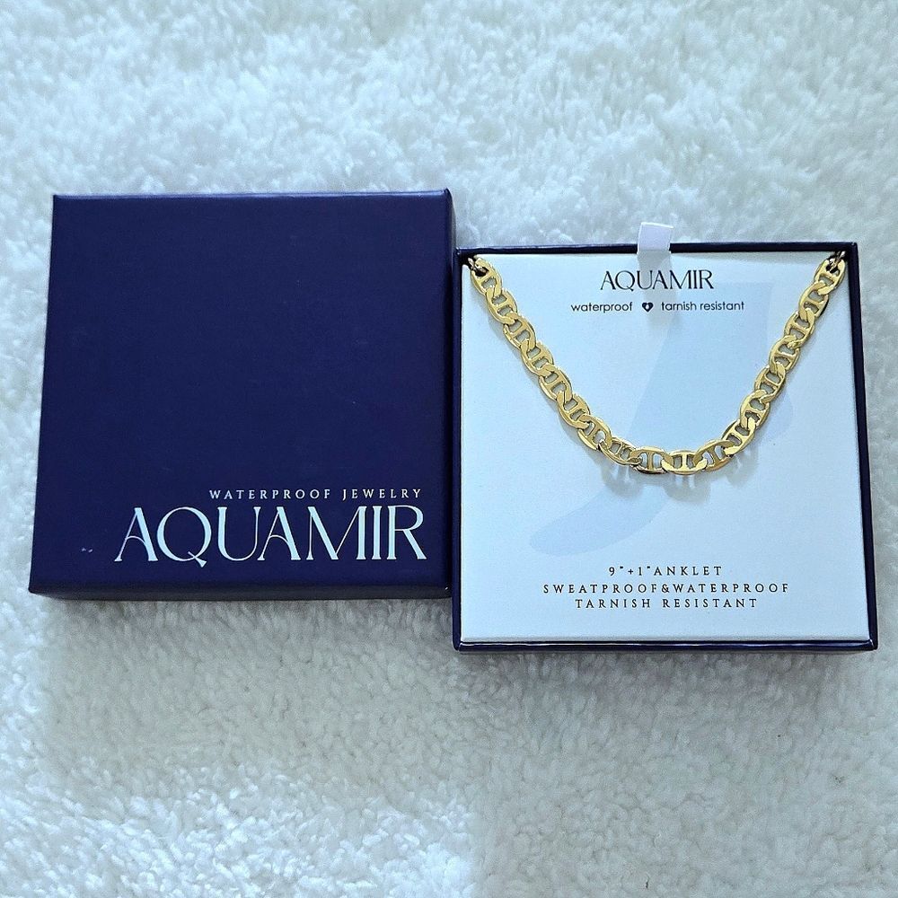 Aquamir Waterproof Gold💛 Flat Mariner⚓️ Link Chain⛓️ Anklet🦶 - NIB - Picture 3 of 15